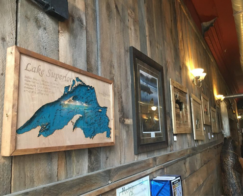 Lake Superior bathymetric map on the wall at KBC